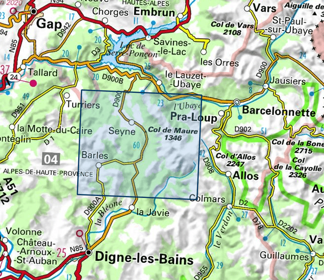 Carte TOP 25 n° 3439 ET - Seyne, Chabanon, Grand Puy (Alpes) | IGN carte pliée IGN 