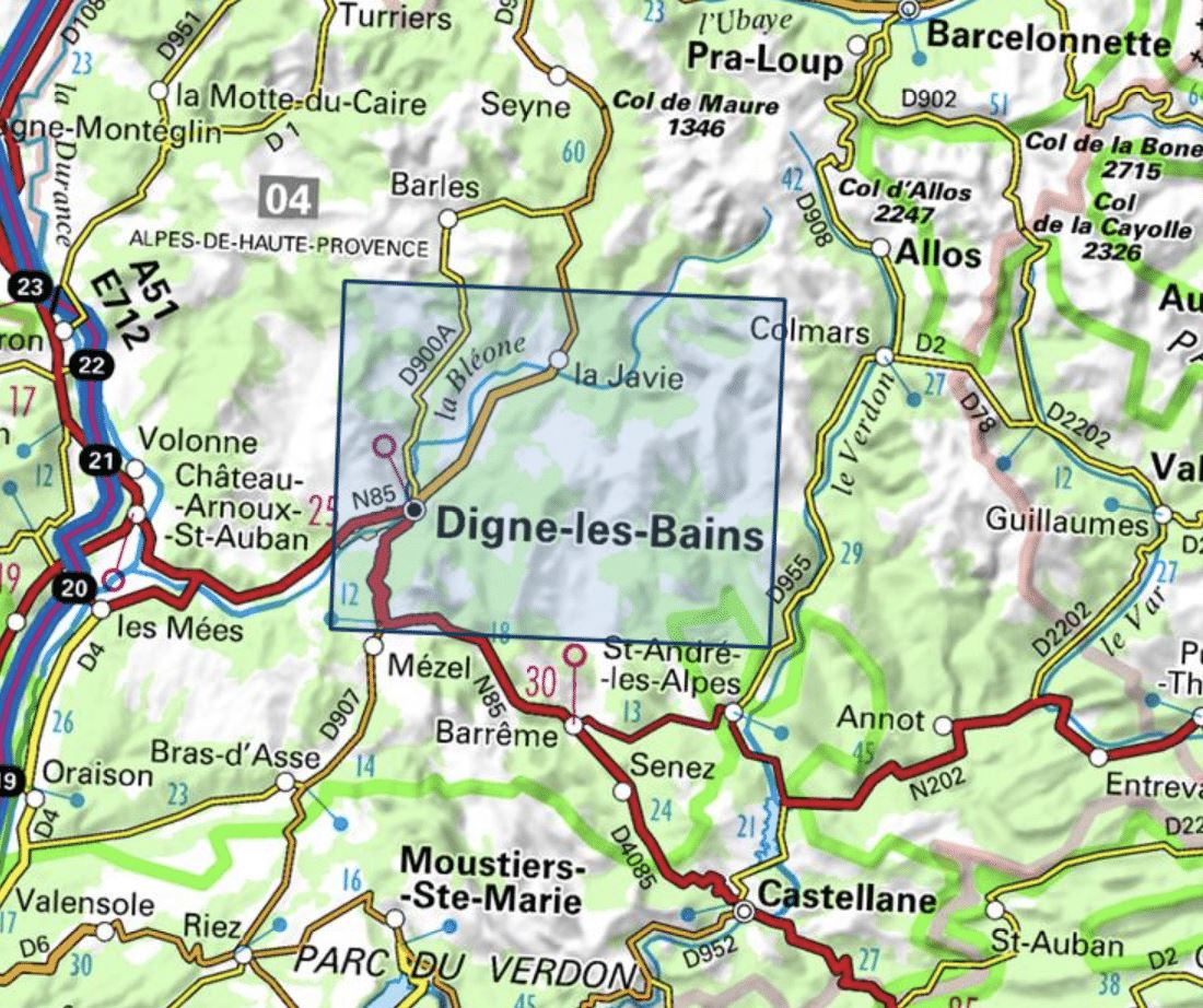 Carte TOP 25 n° 3440 ET - Digne-les-Bains, la Javie & Vallée de la Bléone | IGN carte de randonnée IGN