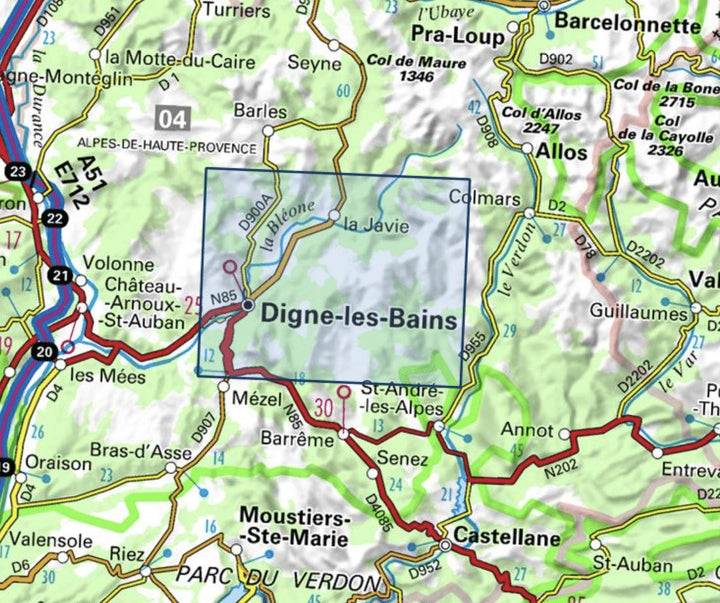 Carte TOP 25 n° 3440 ET - Digne-les-Bains, la Javie & Vallée de la Bléone (Alpes) | IGN carte pliée IGN 