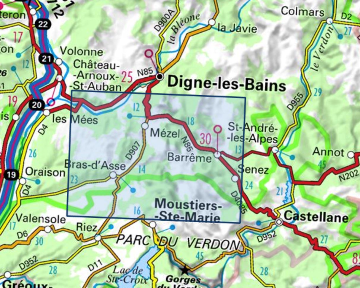 Carte TOP 25 n° 3441 OT - Barrême & Vallée de l'Asse & PNR du Verdon | IGN carte de randonnée IGN