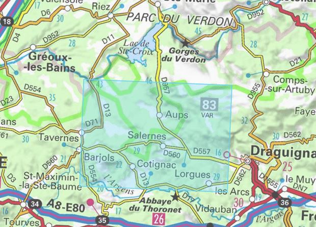 Carte TOP 25 n° 3443 OT - Aups & Salernes | IGN carte de randonnée IGN