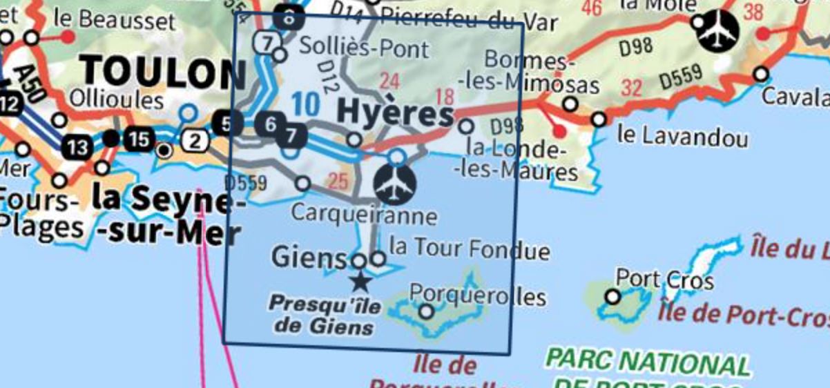 Carte TOP 25 n° 3446 OT - Hyères, Ile de Porquerolles | IGN carte de randonnée IGN