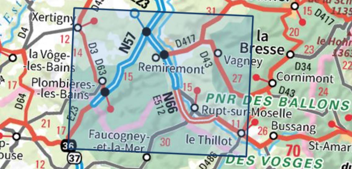 Carte TOP 25 n° 3519 OT - Remiremont, Le Val-d'Ajol, Plombières-les-Bains | IGN carte de randonnée IGN