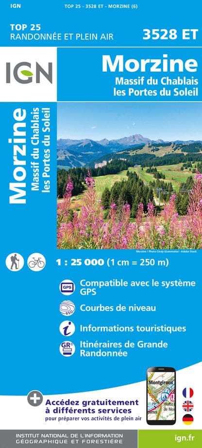 Carte TOP 25 n° 3528 ET - Morzine & Massif du Chablais (Alpes) | IGN carte pliée IGN 