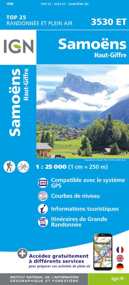 Carte TOP 25 n° 3530 ET - Samoëns & Haut-Giffre (Alpes) | IGN carte de randonnée IGN Default Title
