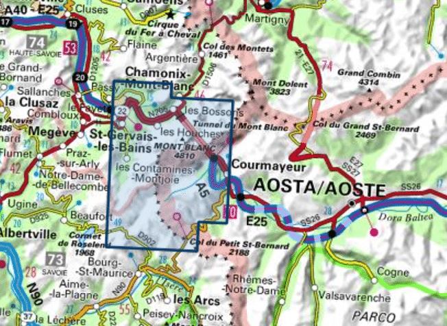 Carte TOP 25 n° 3531 ET - Saint-Gervais-les-Bains & Massif du Mont Blanc | IGN carte de randonnée IGN