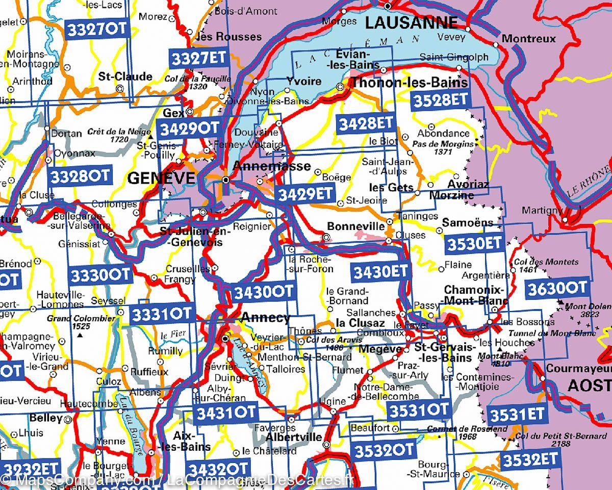 Carte TOP 25 n° 3531 ETR (résistante) - St Gervais & Massif du Mont Blanc | IGN carte de randonnée IGN