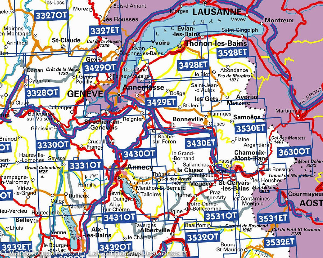 Carte TOP 25 n° 3531 OTR (résistante) - Megève & Col des Aravis (Alpes) | IGN carte pliée IGN 