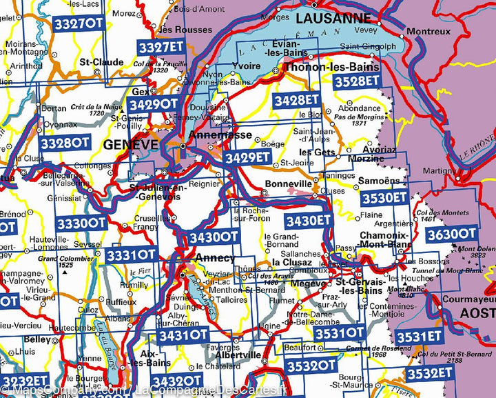 Carte TOP 25 n° 3531 OTR (résistante) - Megève & Col des Aravis (Alpes) | IGN carte pliée IGN 