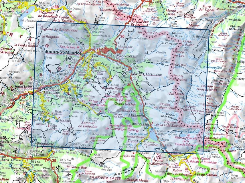 Carte TOP 25 n° 3532 ET - Les Arcs & La Plagne (PN de la Vanoise) | IGN carte de randonnée IGN