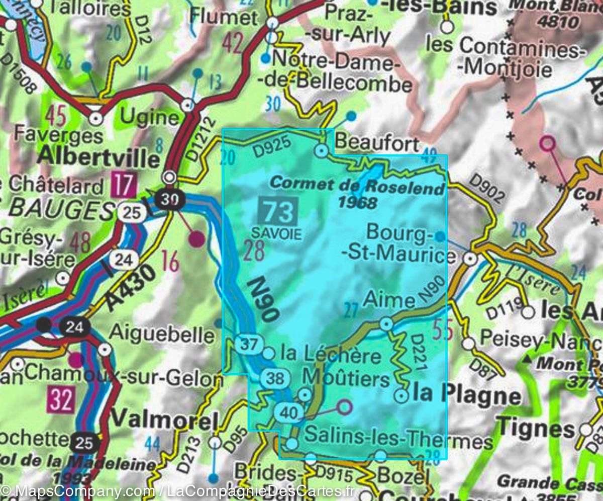 Carte TOP 25 n° 3532 OTR (résistante) - Massif du Beaufortain, Moûtiers, La Plagne (Alpes) | IGN carte de randonnée IGN