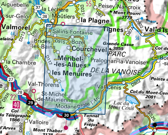Carte TOP 25 n° 3534 OT - Les Trois Vallées & Modane (PN de la Vanoise) | IGN carte pliée IGN 