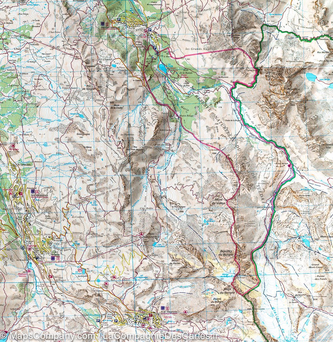 Carte TOP 25 n° 3534 OTR (résistante) - Les Trois Vallées & Modane (PN de la Vanoise, Alpes) | IGN carte de randonnée IGN