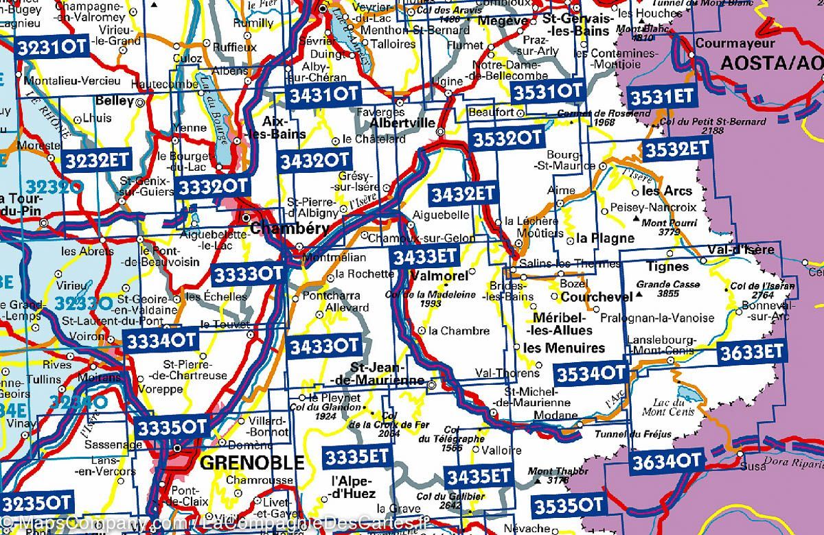 Carte TOP 25 n° 3534 OTR (résistante) - Les Trois Vallées & Modane (PN de la Vanoise, Alpes) | IGN carte de randonnée IGN