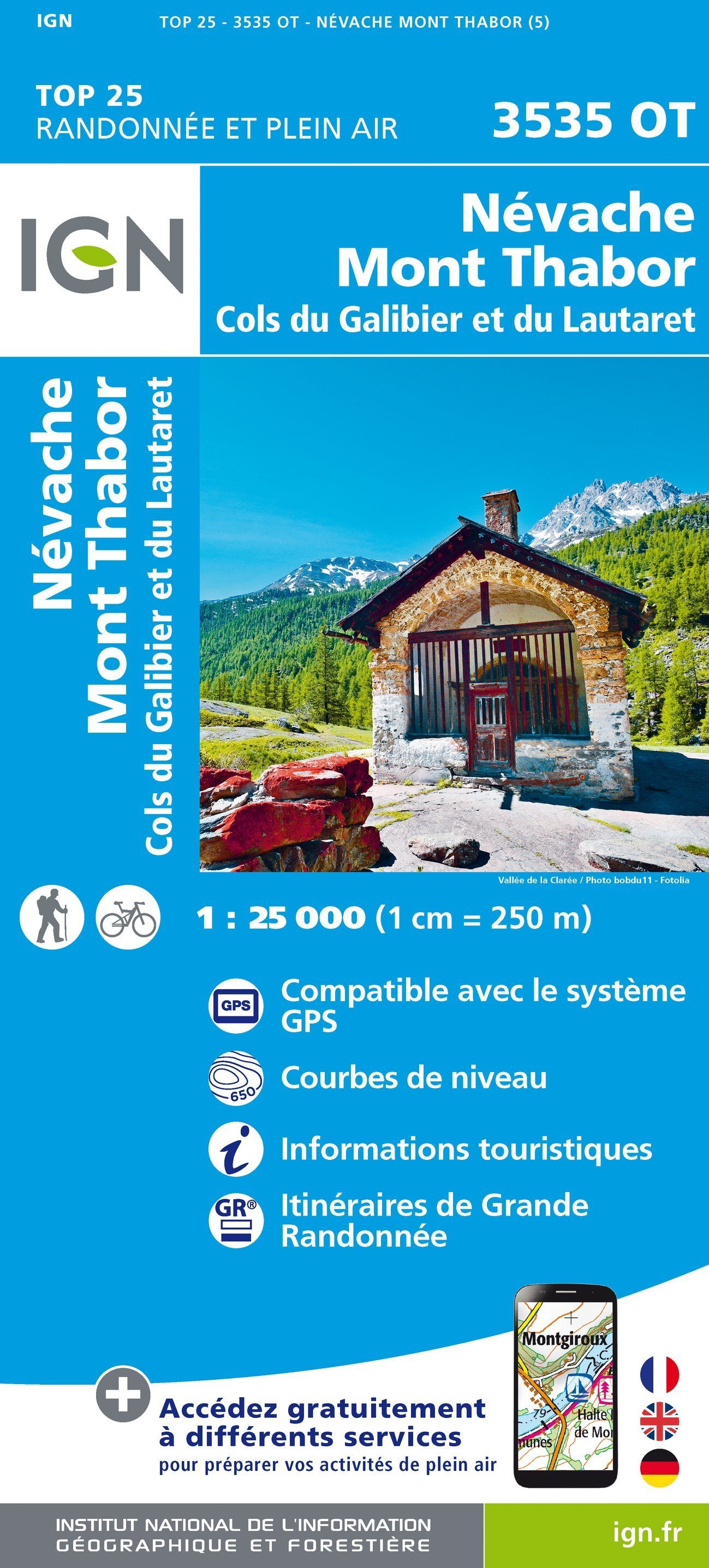 Carte TOP 25 n° 3535 OT - Névache, Mont Thabor & Cols du Galibier et du Lautaret (Alpes) | IGN carte de randonnée IGN