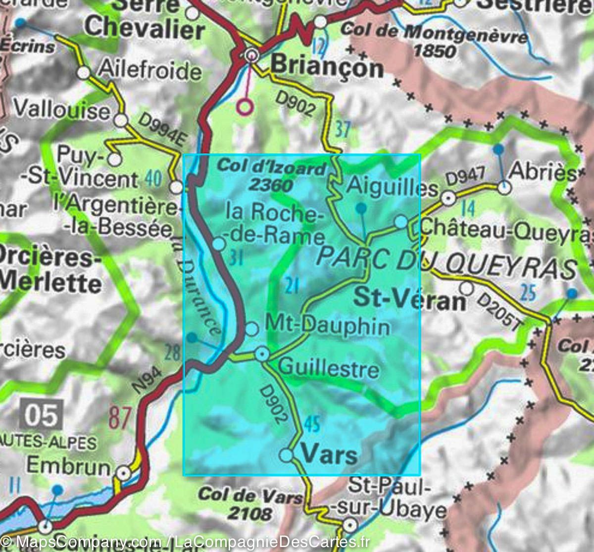 Carte TOP 25 n° 3537 ETR (Résistante) - Guillestre, Vars et Risoul (PNR du Queyras) | IGN carte de randonnée IGN