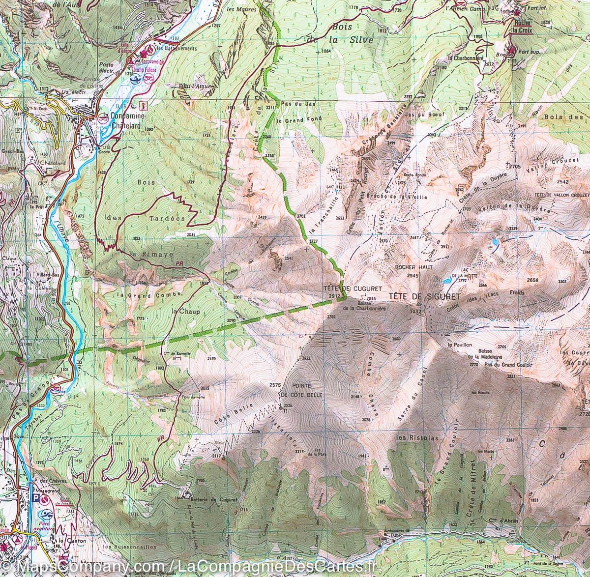 Carte TOP 25 n° 3538 ETR (Résistante) - Aiguille de Chambeyron & Cols de Larche et de Vars | IGN carte de randonnée IGN