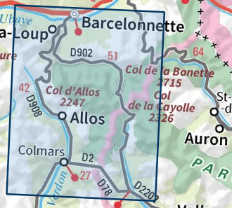 Carte TOP 25 n° 3540 OT - Barcelonnette, Pra-Loup, le Sauze, Allos (Mercantour) | IGN carte pliée IGN 