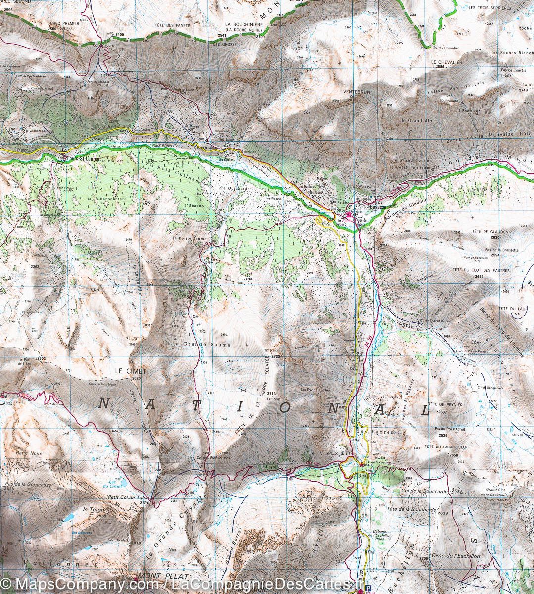 Carte TOP 25 n° 3540 OTR (Résistante) - Barcelonnette, Pra-Loup, le Sauze, Allos (Mercantour) | IGN carte de randonnée IGN
