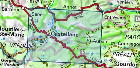 Carte TOP 25 n° 3542 OT - Castellane, Lac de Castillon (PNR du Verdon) | IGN carte de randonnée IGN