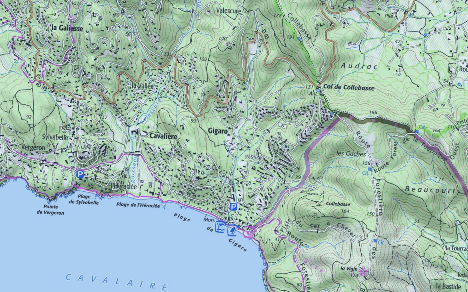 Carte TOP 25 n° 3545 OT - Saint-Tropez, Sainte-Maxime & Massif des Maures | IGN carte de randonnée IGN