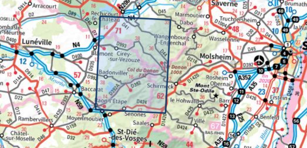 Carte TOP 25 n° 3616 OT - Lac de Pierre-Percée, Abreschviller, Le Donon | IGN carte pliée IGN 