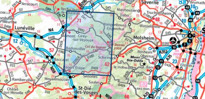 Carte TOP 25 n° 3616 OT - Lac de Pierre-Percée, Abreschviller, Le Donon | IGN carte pliée IGN 