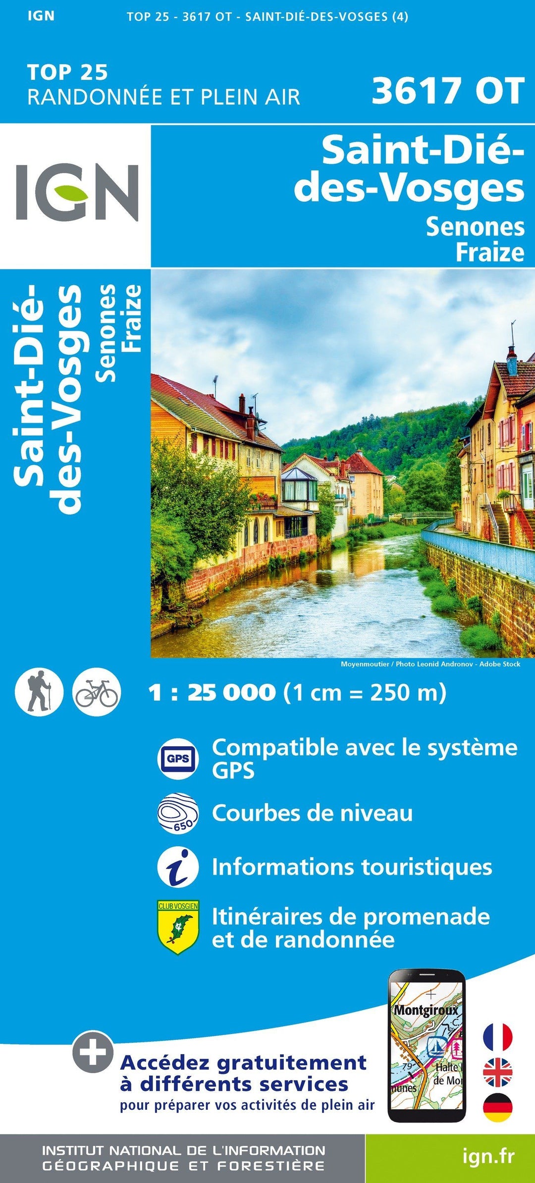 Carte TOP 25 n° 3617 OT - Saint-Dié-des Vosges, Senones, Fraize | IGN carte pliée IGN 