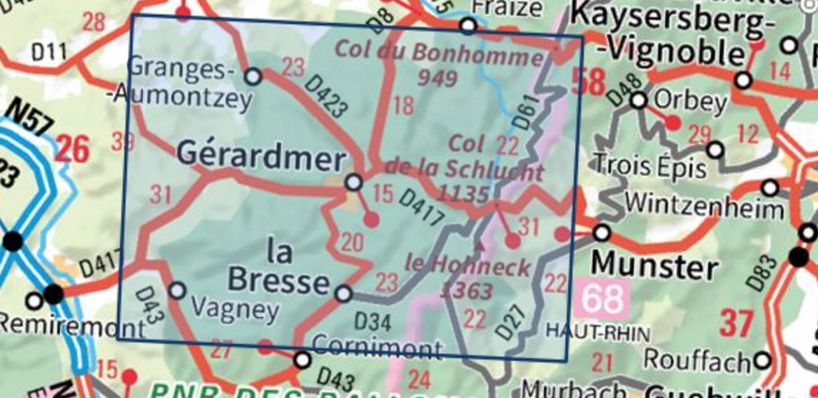 Carte TOP 25 n° 3618 OT - Gérardmer, Le Hohneck, La Bresse | IGN carte de randonnée IGN