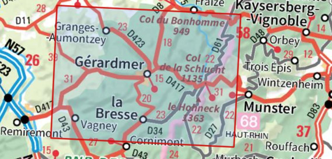 Carte TOP 25 n° 3618 OTR (Résistante) - Gérardmer, Le Hohneck, La Bresse | IGN carte de randonnée IGN