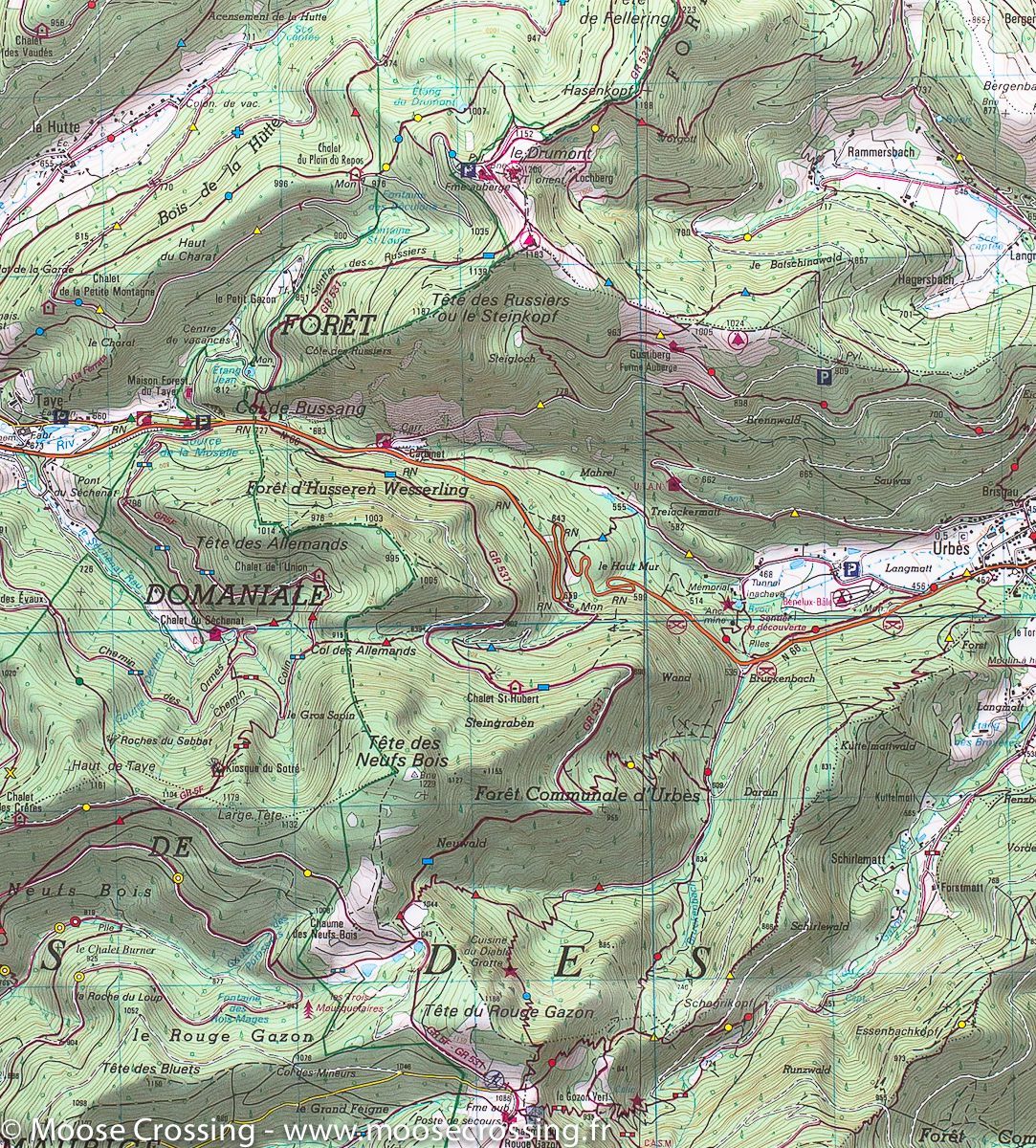 Carte TOP 25 n° 3619 OT- Bussang, Ballon d'Alsace, Grand Ballon | IGN carte de randonnée IGN