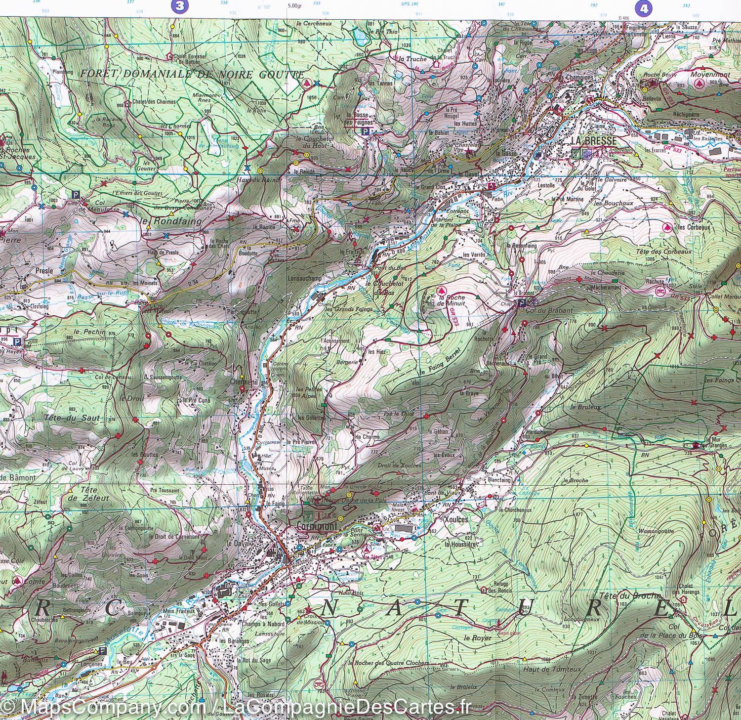 Carte TOP 25 n° 3619 OTR (Résistante) - Bussang, Ballon d'Alsace, Grand Ballon | IGN carte de randonnée IGN