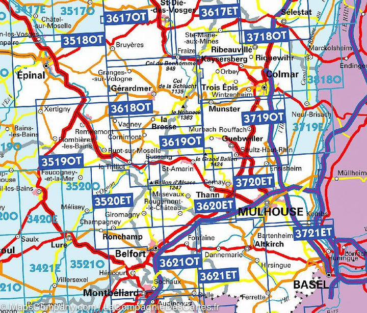 Carte IGN TOP 25 n° 1619 OTR (Résistante) - Bussang, la Bresse, Ballon d'Alsace (PNR des Ballons des Vosges) - La Compagnie des Cartes