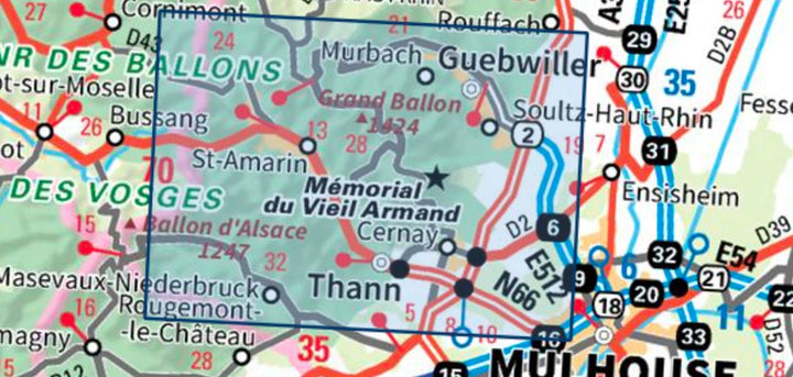 Carte TOP 25 n° 3620 ET - Grand Ballon, Cernay, Guebwiller | IGN carte pliée IGN 