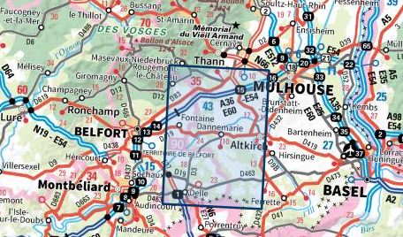 Carte TOP 25 n° 3621 ET - Dannemarie, Delle, Sundgau | IGN carte de randonnée IGN