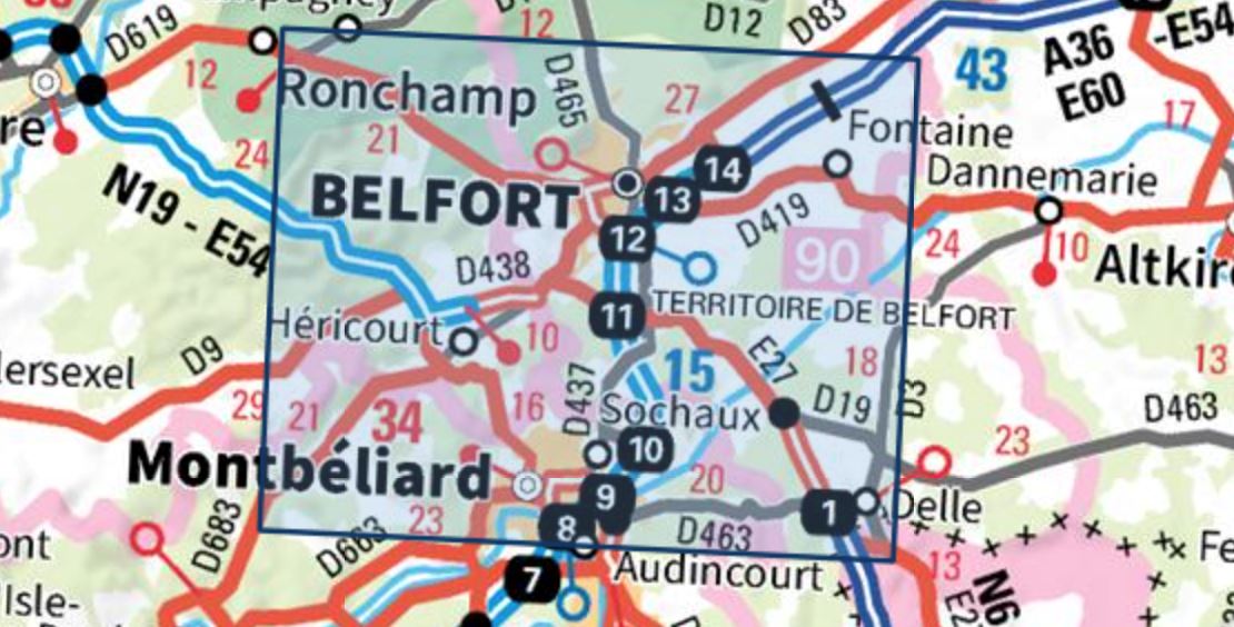 Carte TOP 25 n° 3621 OT - Belfort, Montbéliard | IGN carte de randonnée IGN