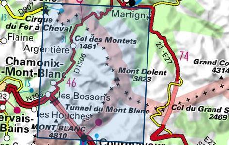 Carte TOP 25 n° 3630 OT - Chamonix & Massif du Mont Blanc (Alpes) | IGN carte de randonnée IGN