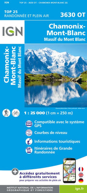 Carte de randonnée IGN TOP 25 n° 3630 OT - Chamonix & Massif du Mont Blanc (Alpes) carte de randonnée IGN Default Title