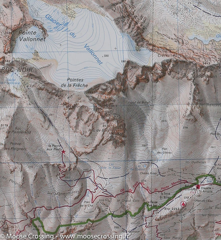 Carte TOP 25 n° 3633 ET - Tignes, Val d'Isère, Haute Maurienne (PN de la Vanoise) | IGN carte pliée IGN 