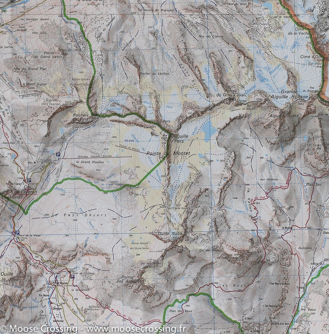 Carte TOP 25 n° 3633 ET - Tignes, Val d'Isère, Haute Maurienne (PN de la Vanoise) | IGN carte pliée IGN 