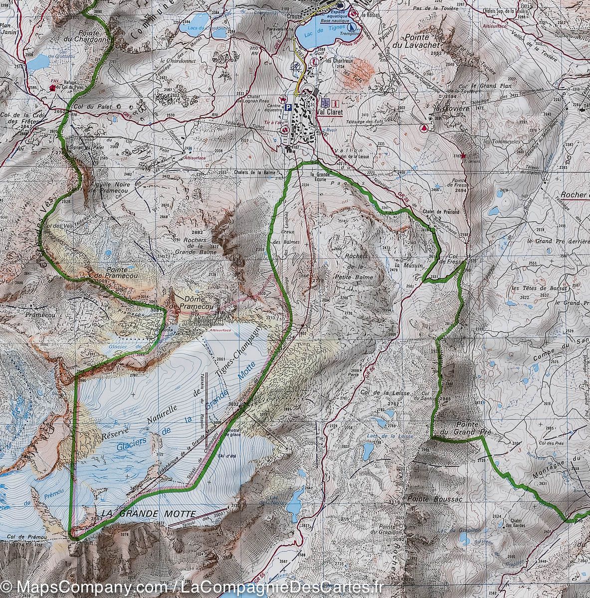 Carte TOP 25 n° 3633 ETR (résistante) - Tignes, Val d'Isère, Haute Maurienne (PN de la Vanoise, Alpes) | IGN carte de randonnée IGN