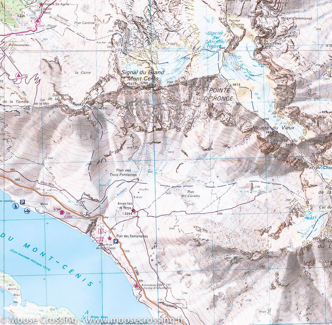 Carte TOP 25 n° 3634 OT - Val Cenis & Charbonnel (Alpes) | IGN carte pliée IGN 