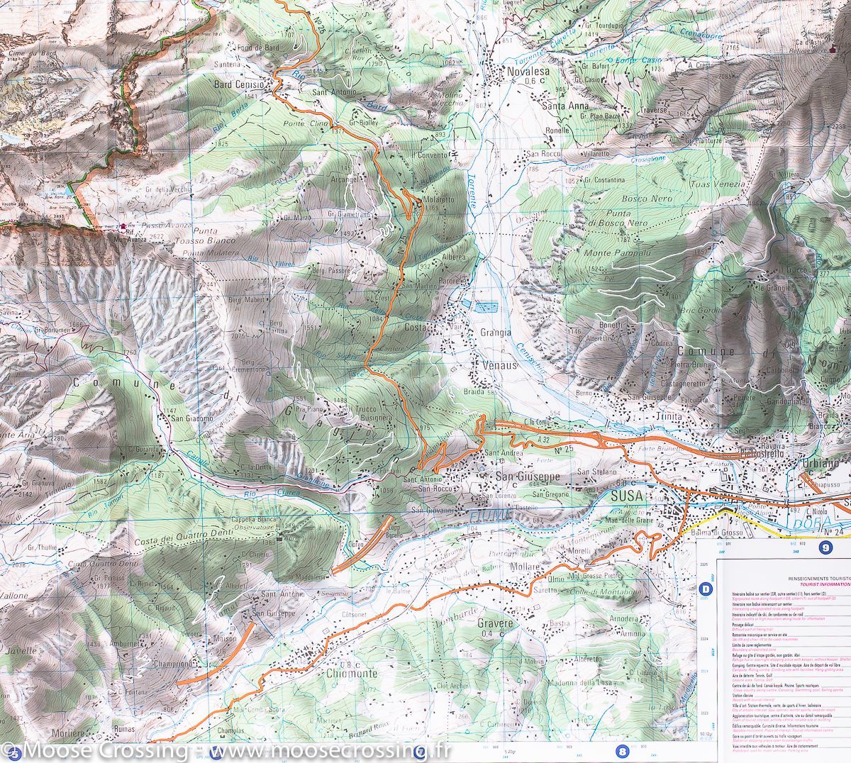 Carte TOP 25 n° 3634 OT - Val Cenis & Charbonnel (Alpes) | IGN carte de randonnée IGN