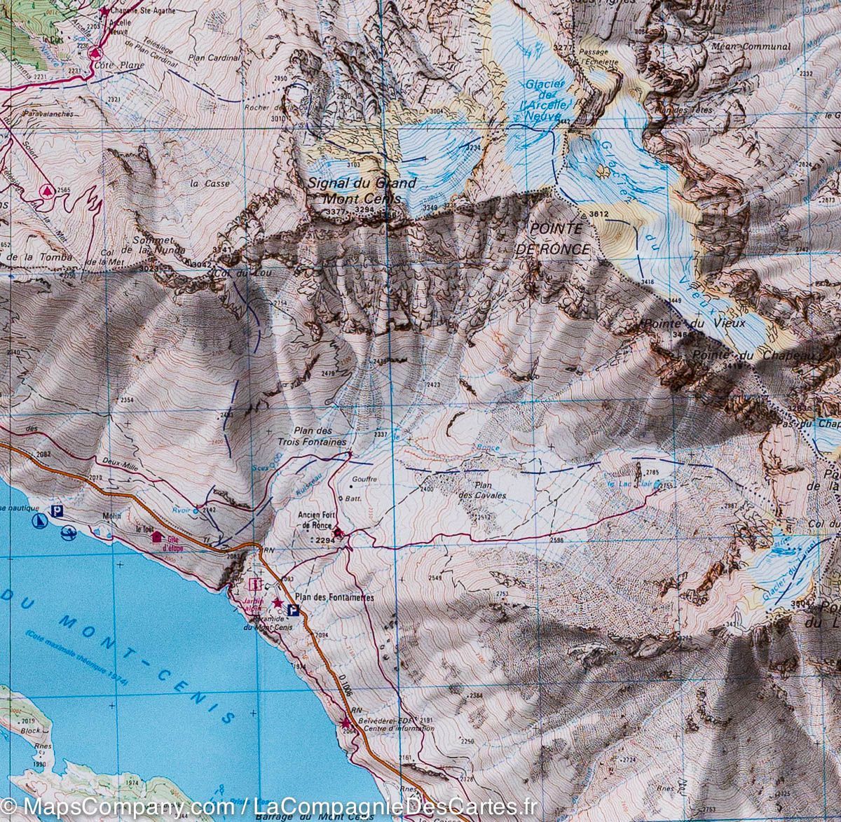 Carte TOP 25 n° 3634 OTR (résistante) - Val Cenis & Charbonnel (Alpes) | IGN carte de randonnée IGN