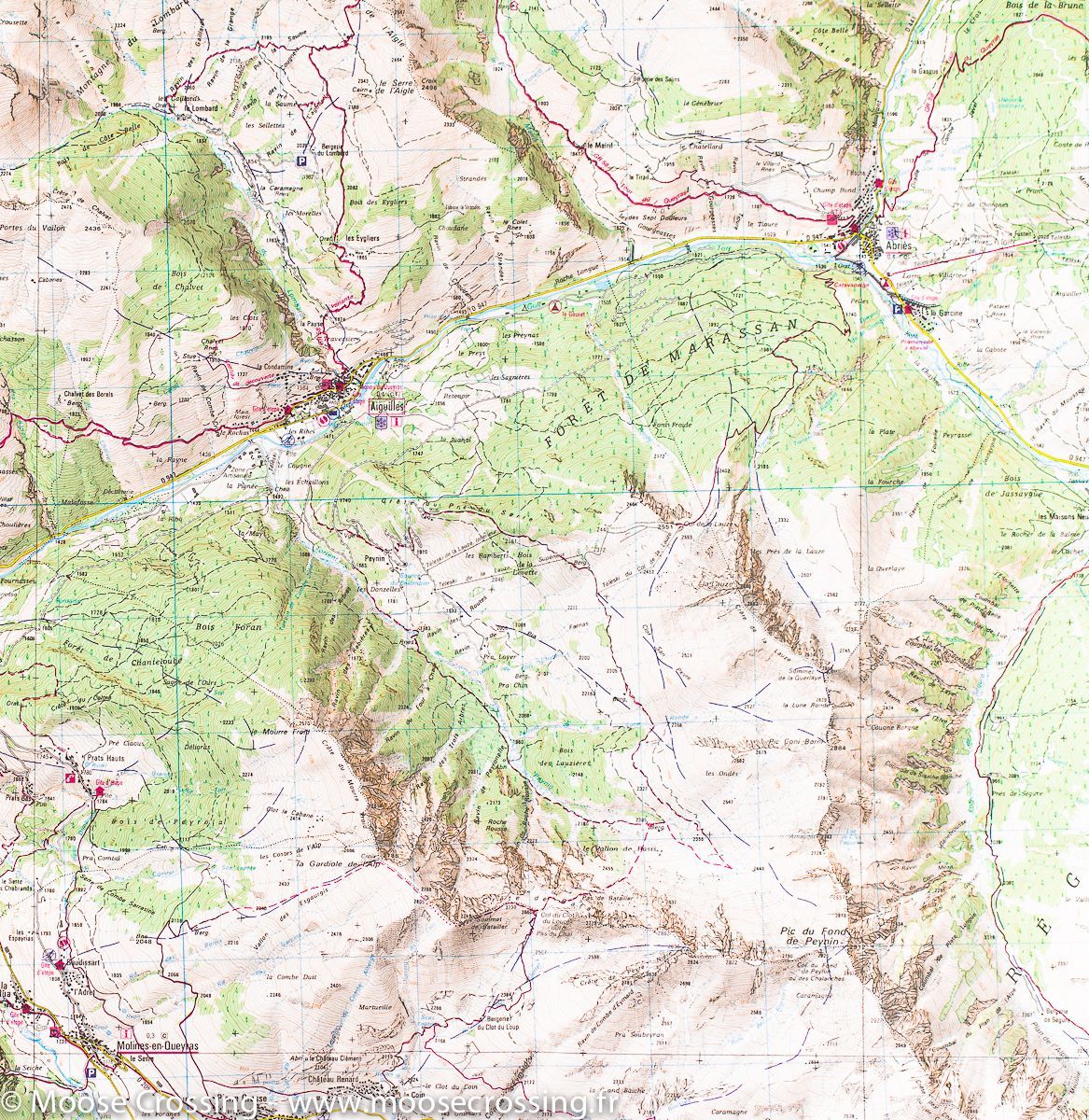 Carte TOP 25 n° 3637 OT - Mont Viso, St Véran et Aiguilles (Queyras) | IGN carte de randonnée IGN