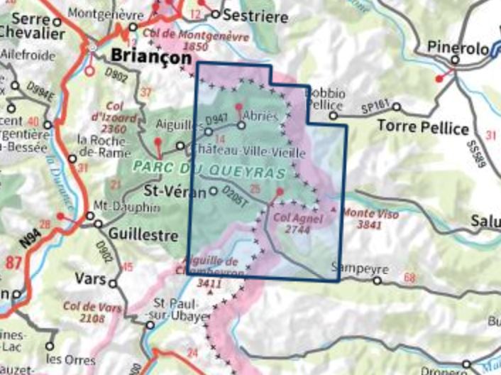 Carte TOP 25 n° 3637 OT - Mont Viso, St Véran et Aiguilles (Queyras) | IGN carte de randonnée IGN