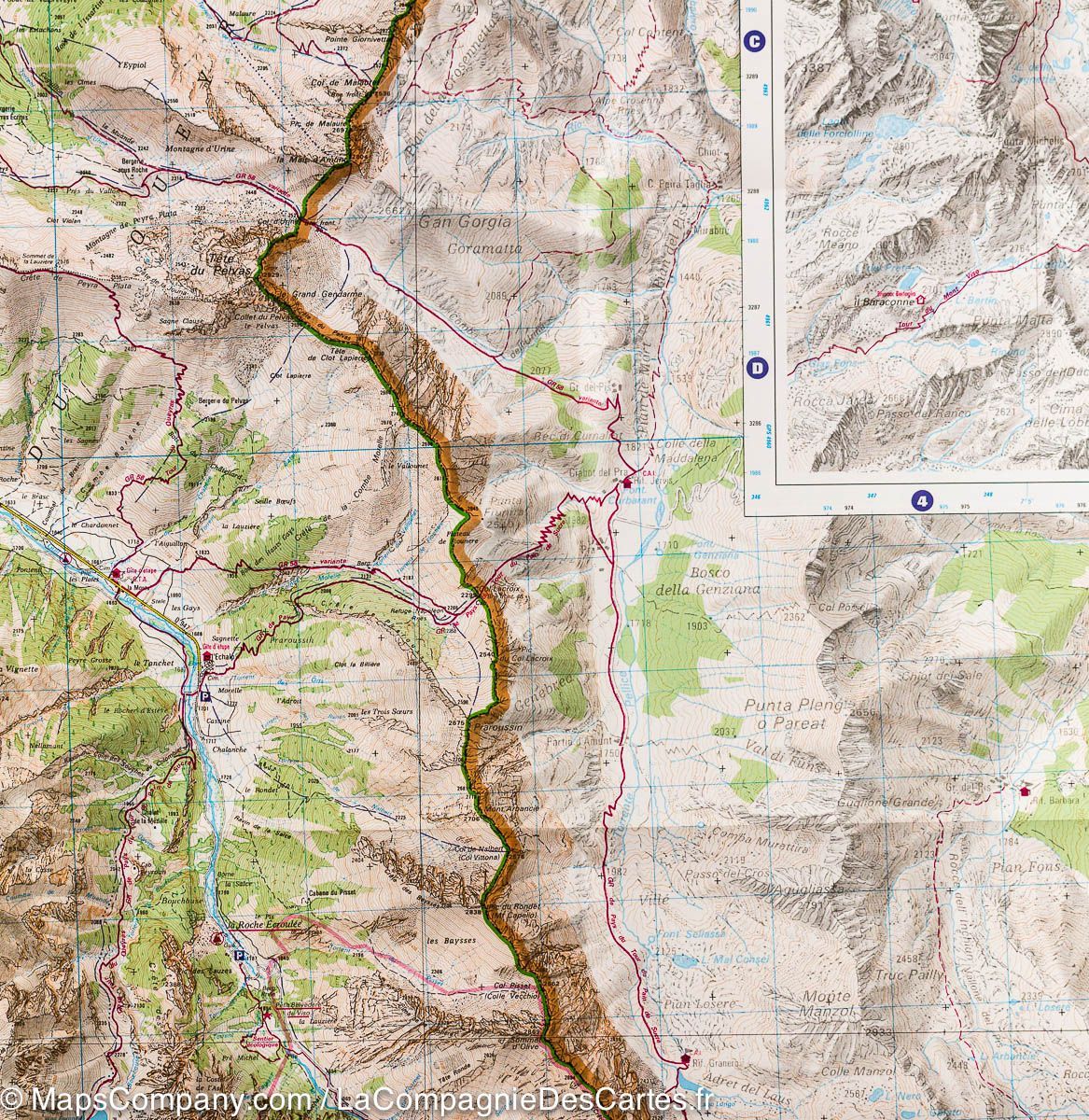 Carte TOP 25 n° 3637 OTR (résistante) - Mont Viso, St Véran & Aiguilles (Queyras) | IGN carte de randonnée IGN