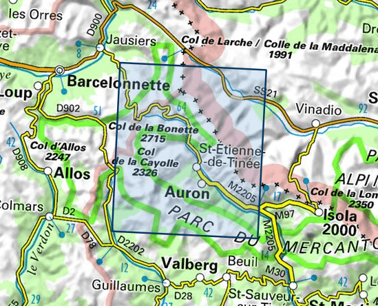 Carte TOP 25 n° 3639 OT - Haute Tinée 1, Auron (PNR du Mercantour, Alpes) | IGN carte pliée IGN 
