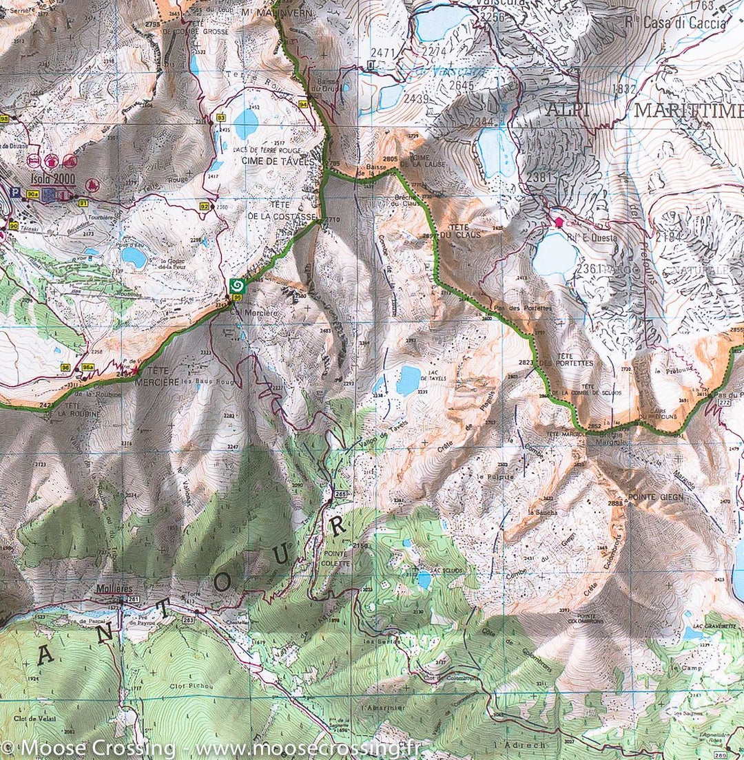 Carte TOP 25 n° 3640 ET - Haute Tinée 2, Isola 2000 (PNR du Mercantour) | IGN carte pliée IGN 