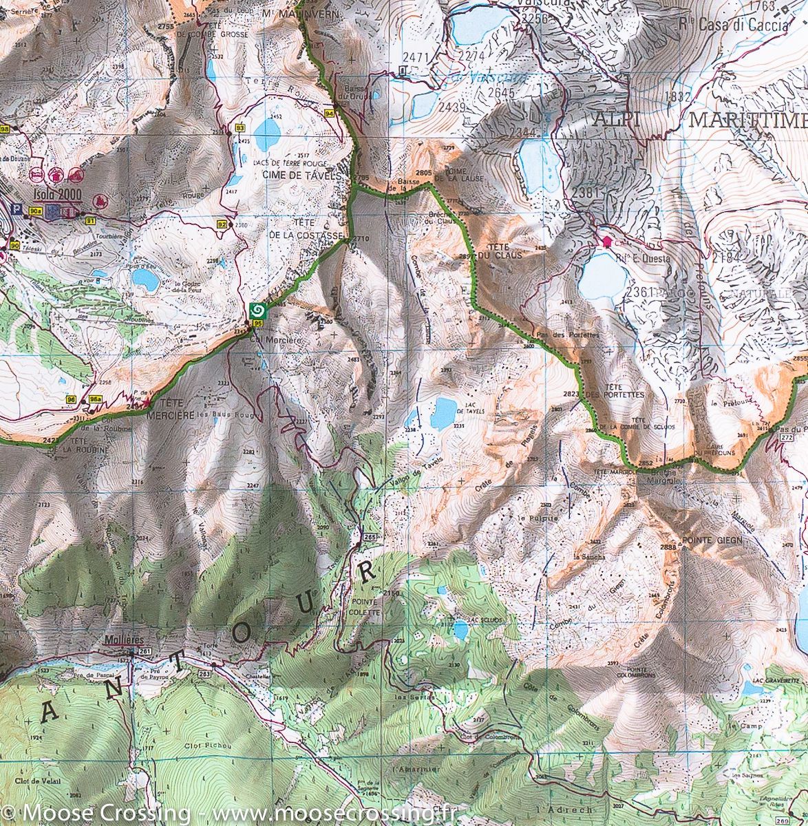 Carte TOP 25 n° 3640 ET - Haute Tinée 2, Isola 2000 (PNR du Mercantour) | IGN carte de randonnée IGN